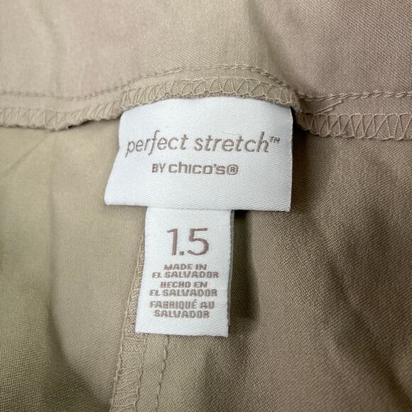 Chico's | Beige Perfect Stretch Pull-On Pants Chicos 1.5/US 10/M HEMMED - Picture 3 of 9